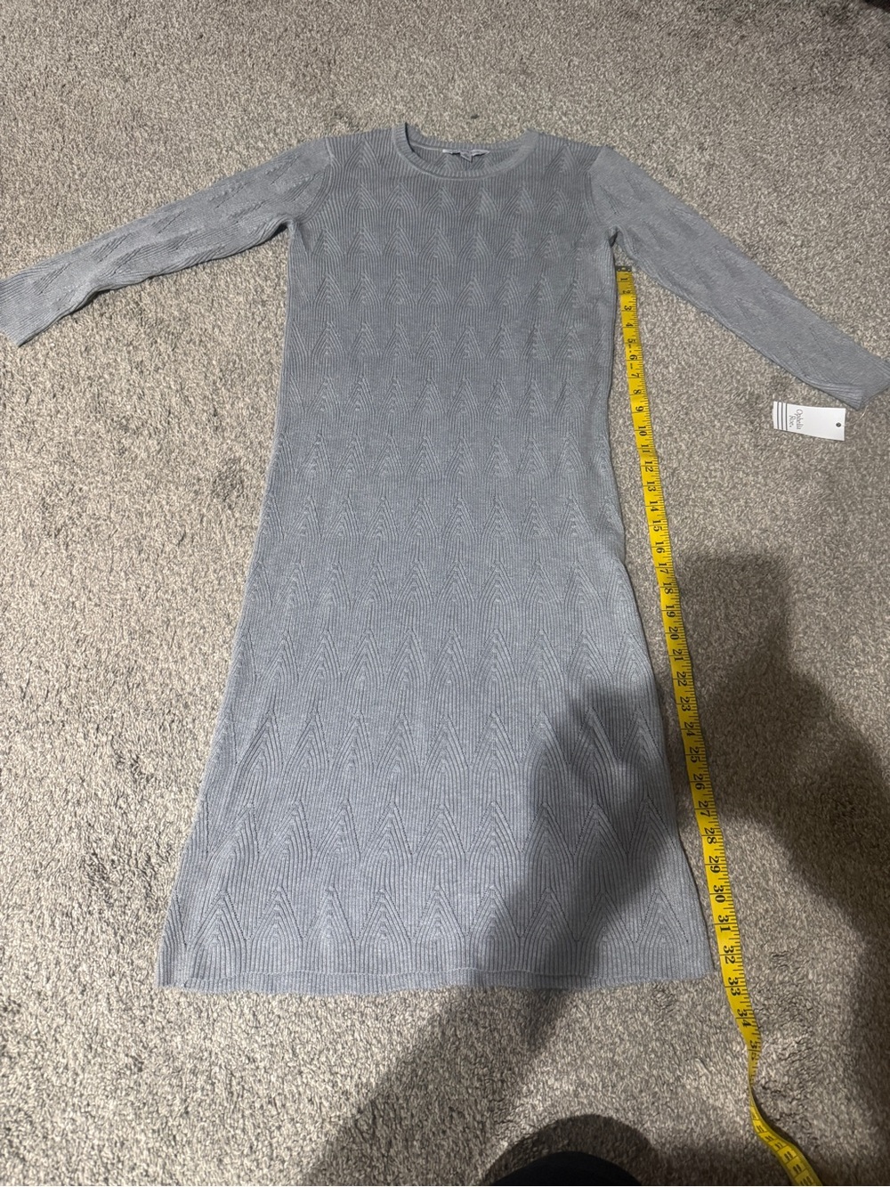 Light Gray Crewneck Long Sleeve Sweater Dress